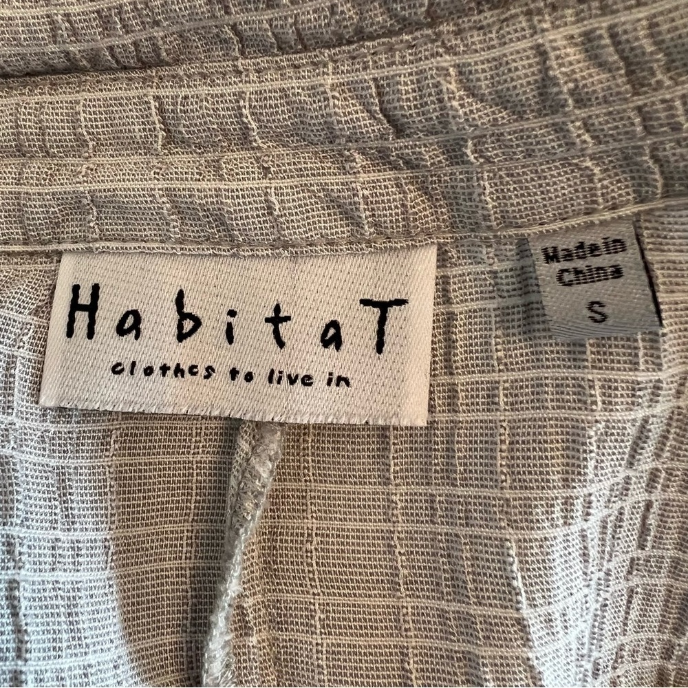 Habitat Clothes to Live In Crinkle Fabric Button Up Tunic Lagenlook Gray Sz S - Picture 7 of 9